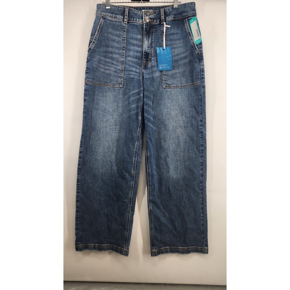 NWT Market & Spruce Women's Size 10 Indigo High Rise Utility Baggy Jeans